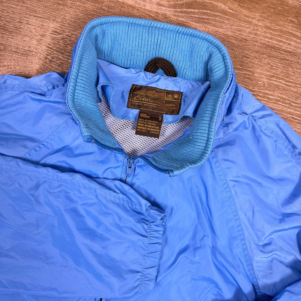 VTG Y2K Eddie Bauer Windbreaker Jacket Mens Large Blue Anorak Mesh Gorpcore